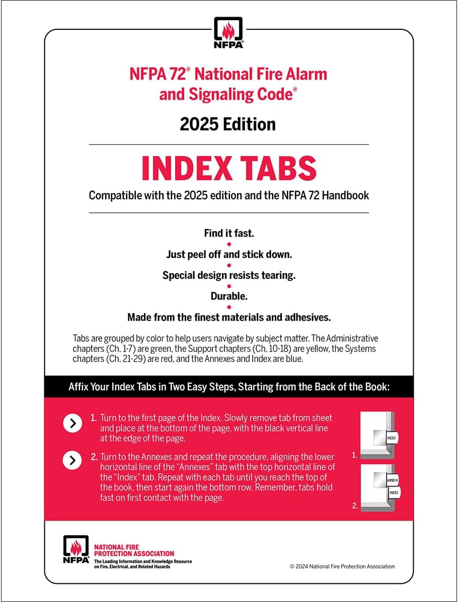 NFPA 72, National Fire Alarm and Signaling Code Self-Adhesive Index Tabs NFPA